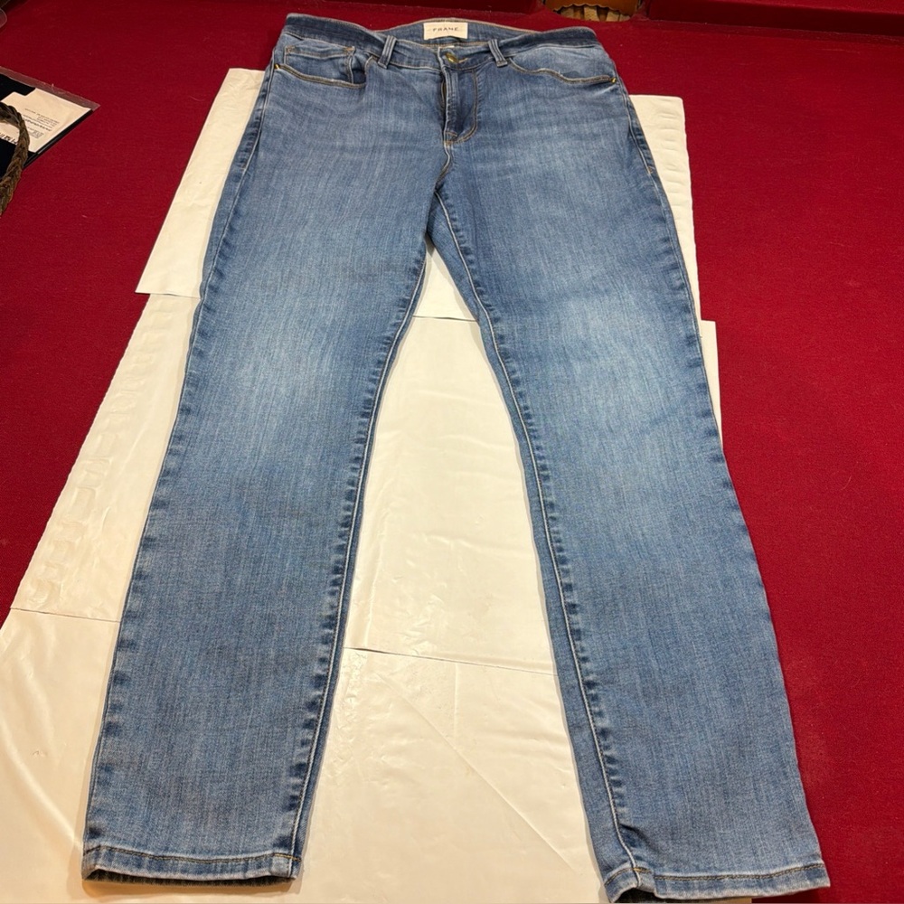 FRAME Blue Denim Le Skinny de Jeanne Crop Jeans,  Size 30 Women’s Stretchy Ankle